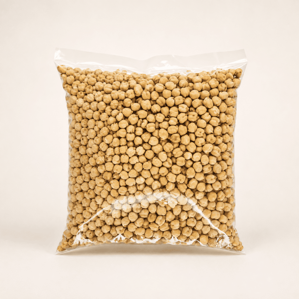 White Chana Large (Safed Chana) chickpeas in transparent package