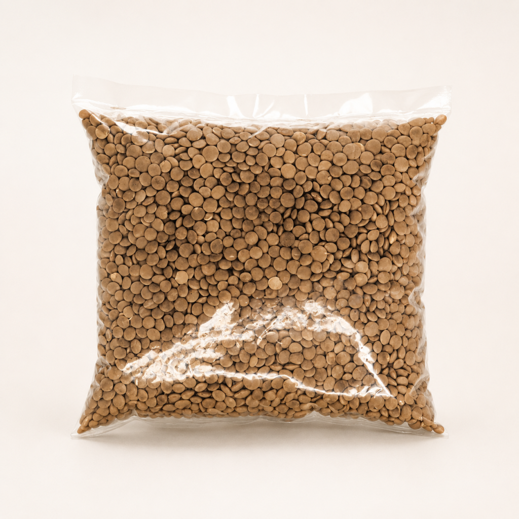 Whole Masoor Hybrid Sabut Masoor lentils in transparent package